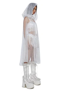 Trickz N' Treatz Outerwear*Hide No More Sheer Cape - White