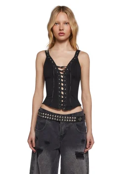 Widow Tops|Plus*High Voltage Lace Up Top