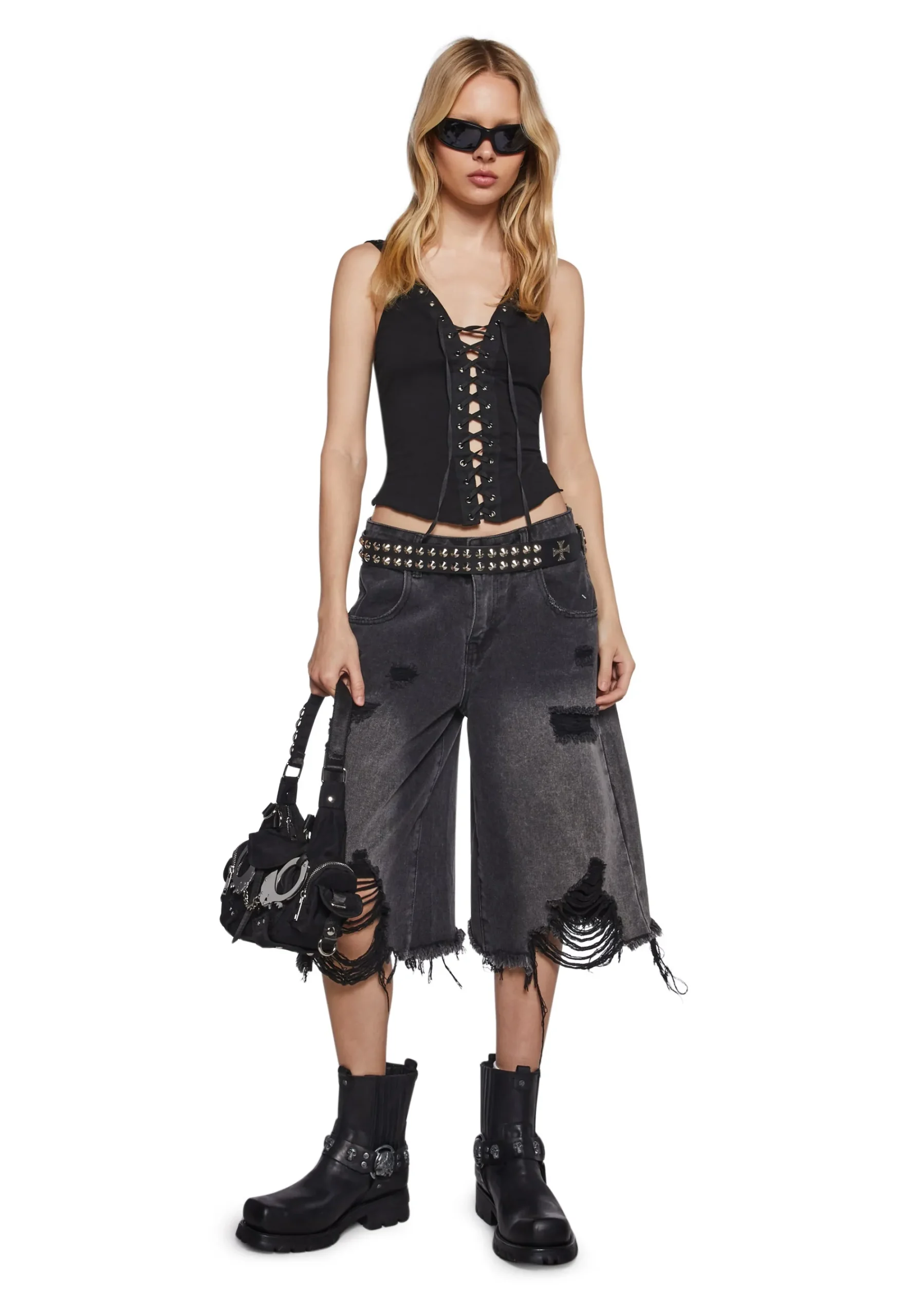 Widow Tops|Plus*High Voltage Lace Up Top