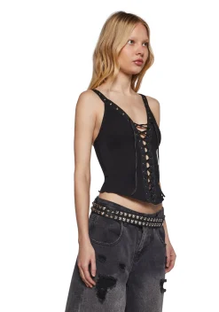 Widow Tops|Plus*High Voltage Lace Up Top