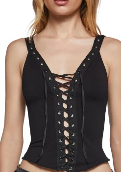 Widow Tops|Plus*High Voltage Lace Up Top