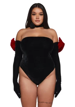 Sugar Thrillz Tops|Plus*Holiday Heart Bodysuit And Gloves Set