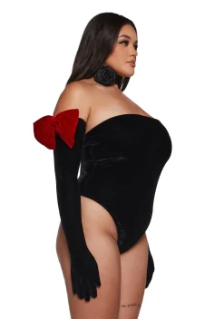 Sugar Thrillz Tops|Plus*Holiday Heart Bodysuit And Gloves Set