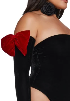 Sugar Thrillz Tops|Plus*Holiday Heart Bodysuit And Gloves Set