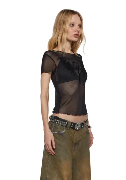 Widow Tops|Plus*Hollow Edges Mesh Top