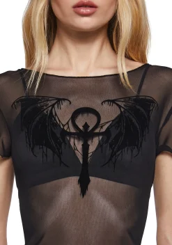 Widow Tops|Plus*Hollow Edges Mesh Top