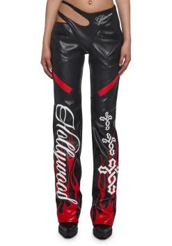 Namilia Bottoms|Pants*Hollywood Asymmetric Moto Trousers - Black