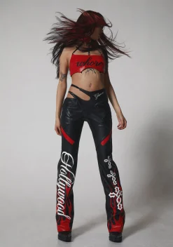 Namilia Bottoms|Pants*Hollywood Asymmetric Moto Trousers - Black