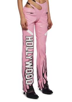Namilia Bottoms|Pants*Hollywood Asymmetric Moto Trousers - Pink