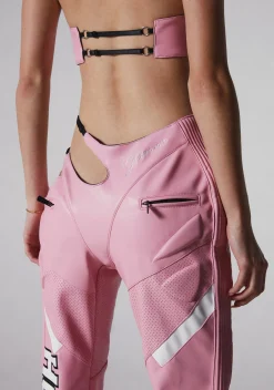 Namilia Bottoms|Pants*Hollywood Asymmetric Moto Trousers - Pink