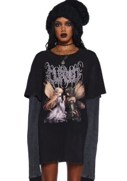 Widow Tops|Plus*Hopelessly Fated Long Sleeve Tee