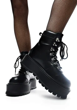 Koi Footwear Boots|Platforms*Hydra All Black Matrix Platform Boots