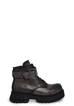 Poster Grl Boots|Platforms*Hype Status Combat Boots - Graphite