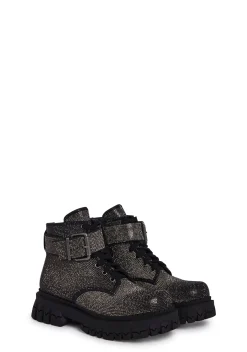 Poster Grl Boots|Platforms*Hype Status Combat Boots - Graphite
