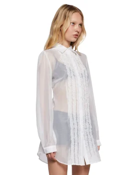 Sugar Thrillz Tops|Plus*I Totally Paused Sheer Top-White