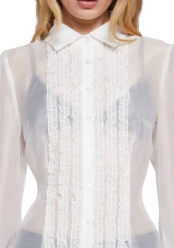 Sugar Thrillz Tops|Plus*I Totally Paused Sheer Top-White