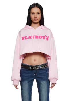 Playboy by Dolls Kill Outerwear|Sweatshirts & Hoodies*Iconic Heartthrob Cropped Hoodie