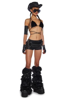 Club Exx Tops*Icy Revival Faux Fur Top - Black