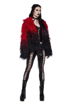 Widow Outerwear|Plus*I'd Die Again Ombre Jacket- Red