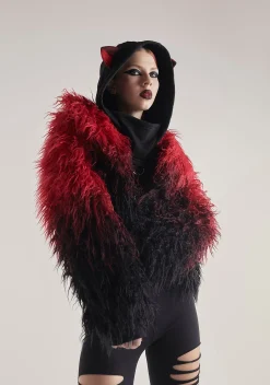 Widow Outerwear|Plus*I'd Die Again Ombre Jacket- Red