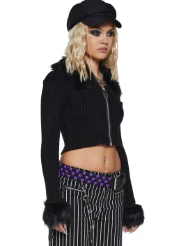 The Grave Girls Tops*Imaginary Joy Cropped Cardigan - Black