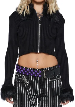 The Grave Girls Tops*Imaginary Joy Cropped Cardigan - Black