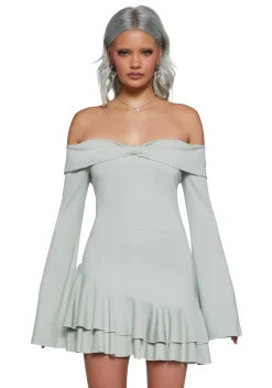 Sugar Thrillz Dresses|Plus*In Her Element Off The Shoulder Dress - Green