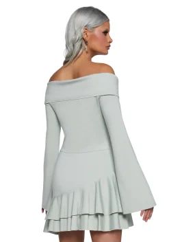 Sugar Thrillz Dresses|Plus*In Her Element Off The Shoulder Dress - Green