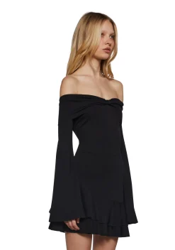 Sugar Thrillz Dresses|Plus*In Her Element Off The Shoulder Dress - Black
