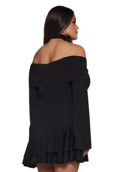 Sugar Thrillz Dresses|Plus*In Her Element Off The Shoulder Dress - Black