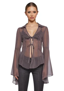 Sugar Thrillz Tops*Intrigue Overdue Long Sleeve Top
