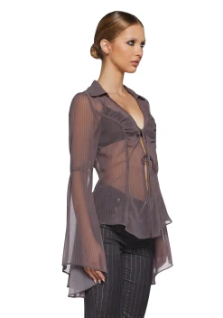 Sugar Thrillz Tops*Intrigue Overdue Long Sleeve Top