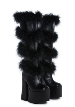 Sugar Thrillz Boots|Platforms*It's Cold Outside Platform Boots - Black