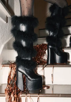 Sugar Thrillz Boots|Platforms*It's Cold Outside Platform Boots - Black