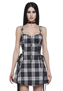 Widow Dresses*Ivory Charm School Dropout Plaid Dress
