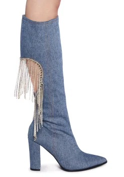Lemon Drop by Privileged Boots*Jacqueline Heeled Boots - Denim