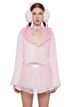 Sugar Thrillz Tops*Keep It Cute Fuzzy Cardigan