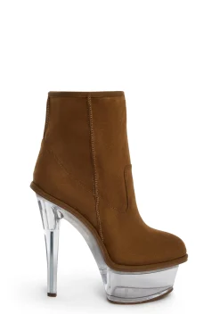 DARKER WAVS Boots|Platforms*Kickdrum Suede Clear Platform Boots - Brown