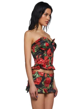 Sugar Thrillz Bottoms|Skirts*La Bella Vita Micro Skort - Black/Red