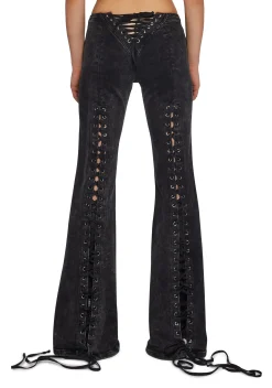 DARKER WAVS Bottoms|Pants*Lace Up Flare Denim Jeans