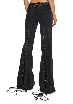 DARKER WAVS Bottoms|Pants*Lace Up Flare Denim Jeans