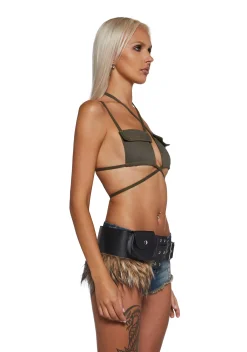 Club Exx Belts & Harnesses*Land Escape Fur Buckle Belt With Pouch