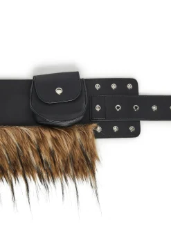 Club Exx Belts & Harnesses*Land Escape Fur Buckle Belt With Pouch