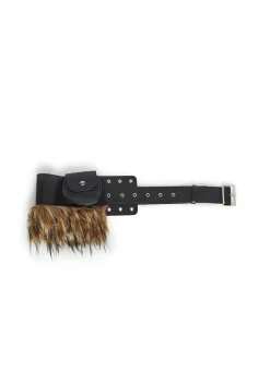 Club Exx Belts & Harnesses*Land Escape Fur Buckle Belt With Pouch