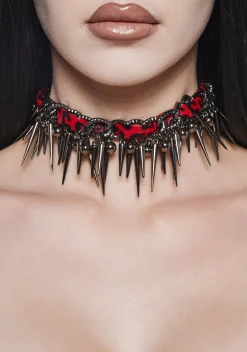 Widow Jewelry*Leopard Choker With Spike Charms