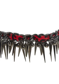 Widow Jewelry*Leopard Choker With Spike Charms