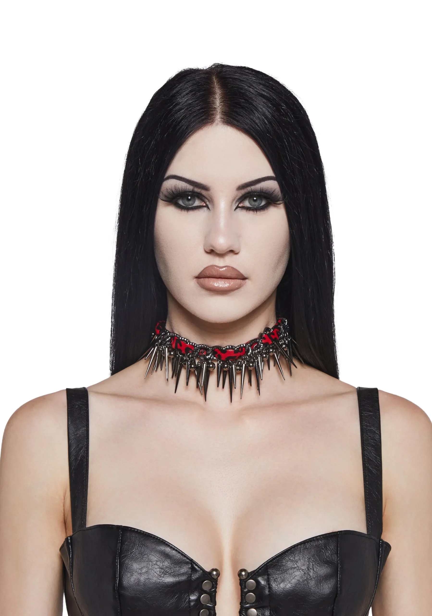 Widow Jewelry*Leopard Choker With Spike Charms