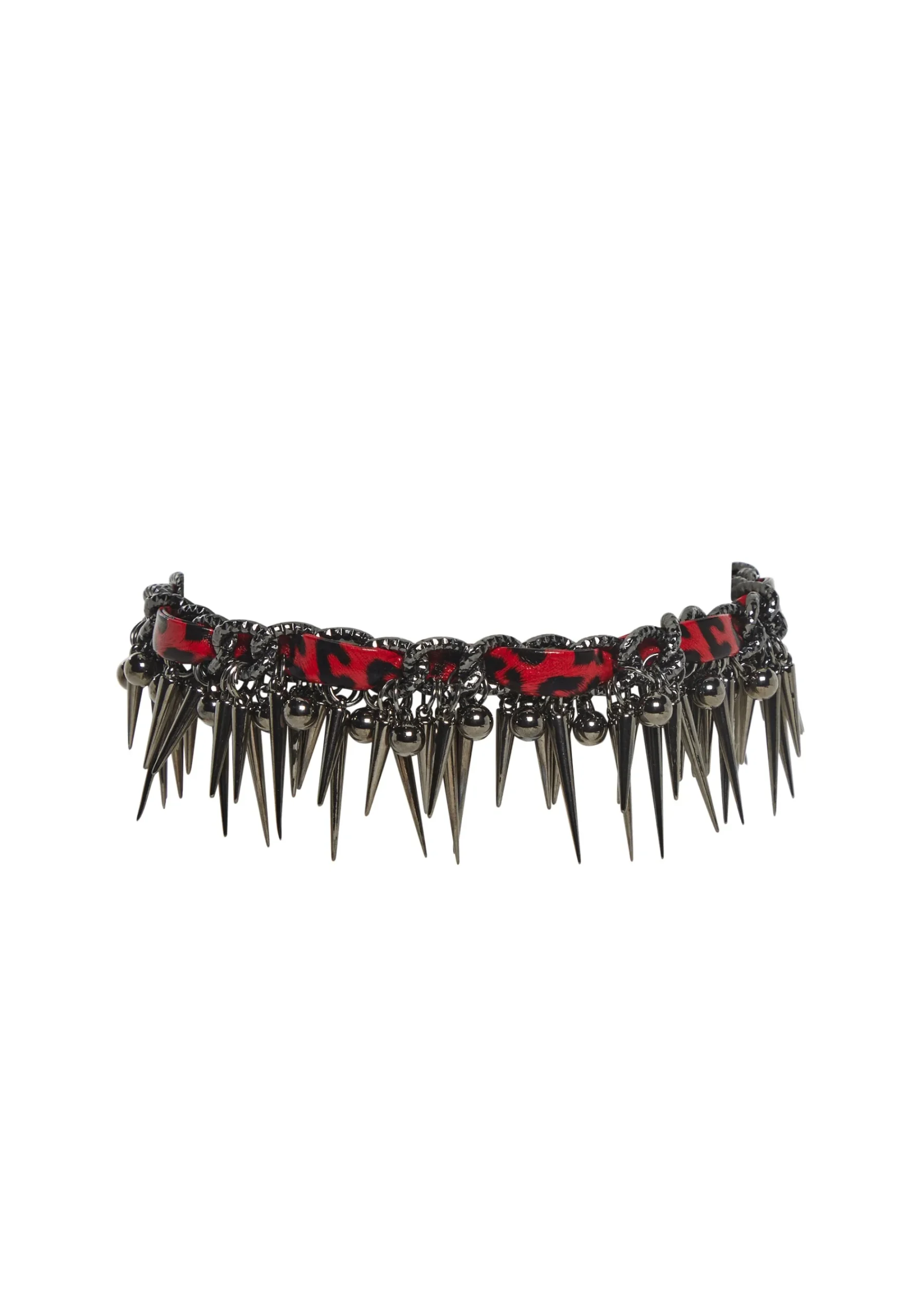 Widow Jewelry*Leopard Choker With Spike Charms
