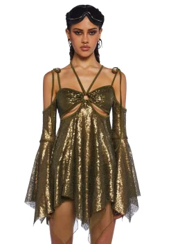 Club Exx Dresses|Mini Dresses*Lightning In A Bottle Mini Dress - Gold