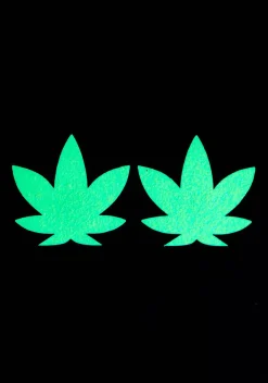 Neva Nude Beauty*Lime Sparkle Leaf UV Reactive Pasties